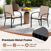 Light brown outdoor dining chairs set of 4 with high back and sturdy metal frame, ideal for patio dining.
