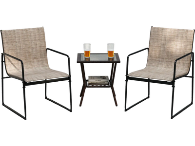 Costway Outdoor Patio Dining Chairs Set of 4 Breathable Seat Backrest Brown 587943216 New