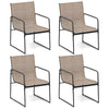 Set of 4 outdoor dining chairs with breathable fabric and sturdy metal frame, ideal for patio or balcony use.