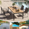 Set of 4 outdoor dining chairs with breathable fabric and sturdy metal frame, ideal for deck, poolside, or balcony use.