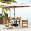 Acacia wood outdoor dining table for 4 with umbrella hole, perfect for garden and poolside dining.
