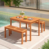 Rectangular 48-inch outdoor dining table for 4-6 people, featuring a slatted wood top, perfect for patio gatherings.