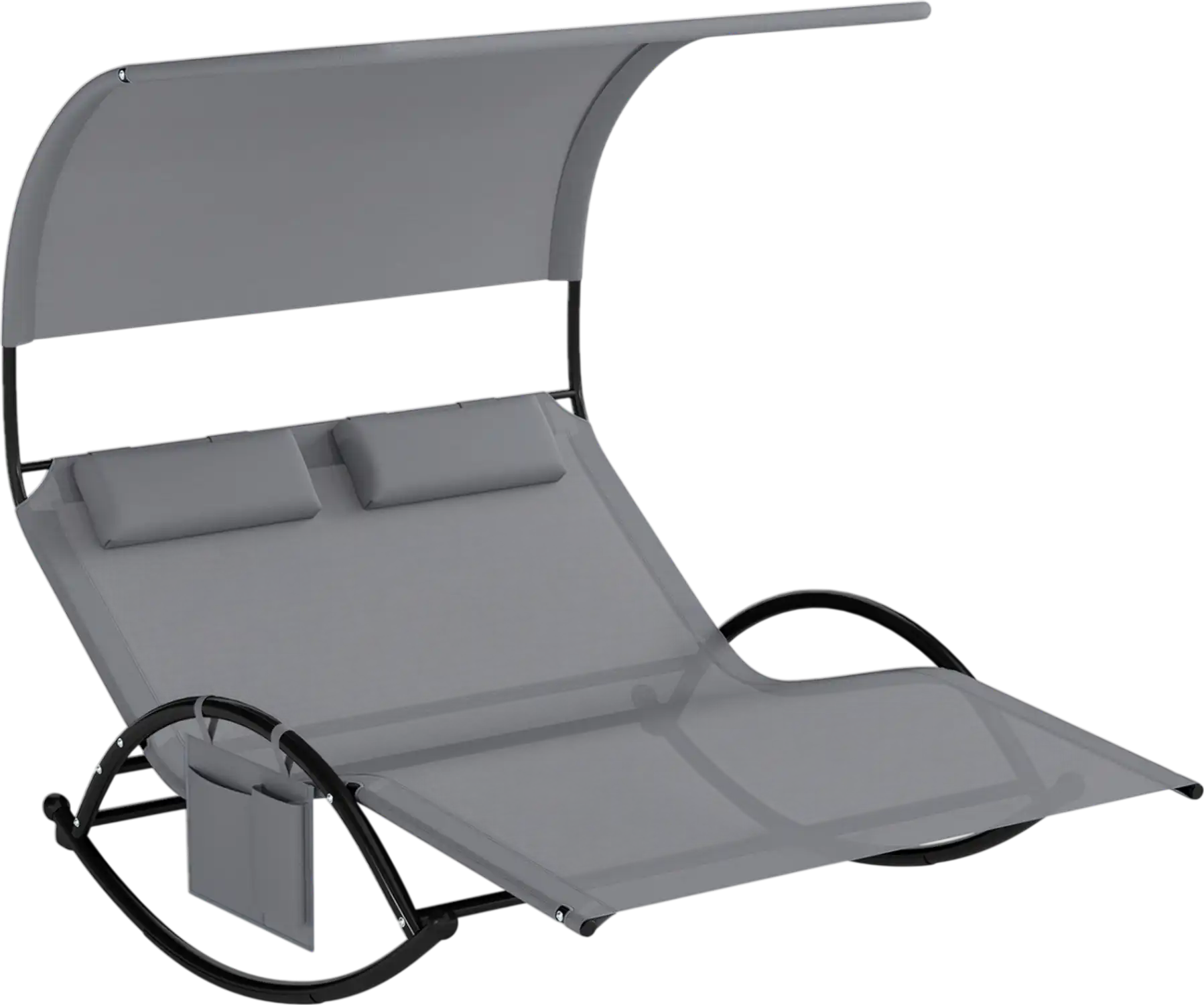 Costway 2-Person Canopied Outdoor Dual Rocker Sunbed Patio Lounger 97538146 New