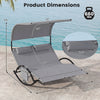 Outdoor dual rocker sunbed with canopy and detachable headrests, designed for 2-person comfort and relaxation.