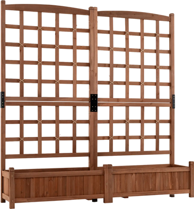 Costway Outdoor Wooden Raised Garden Bed w/ Trellis Drainage Holes 93956814 New