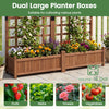 Outdoor dual wooden raised garden bed with trellis, ideal for cultivating fruits, herbs, and flowers in rustic brown.