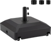 Heavy-duty outdoor fillable umbrella base with wheels, adjustable for 1.3"-1.9" poles, ideal for patio and poolside use.