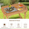 Outdoor fir wood dining table with slatted top, 1.5" umbrella hole, and 400 lbs capacity, perfect for patio gatherings.