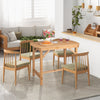 Outdoor fir wood dining table with slatted top and 1.5" umbrella hole, ideal for patio or garden use.