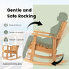 Outdoor fir wood rocking chair with high backrest, stable structure, and gentle rocking for relaxation on the patio.