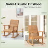 Outdoor fir wood rocking chair with high backrest, featuring wide armrests, perfect for patio and indoor relaxation.