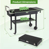 Foldable outdoor grill cart with a 31” x 17” tabletop, 300 lbs capacity, and convenient storage for grilling essentials.