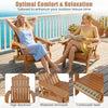 Outdoor folding Adirondack chair in coffee color features a high backrest, widened armrests, and a swivel cup holder for comfort.