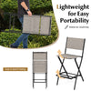 Outdoor folding bar height stool set of 4 with metal frame, featuring a spacious seat and lightweight design for easy.