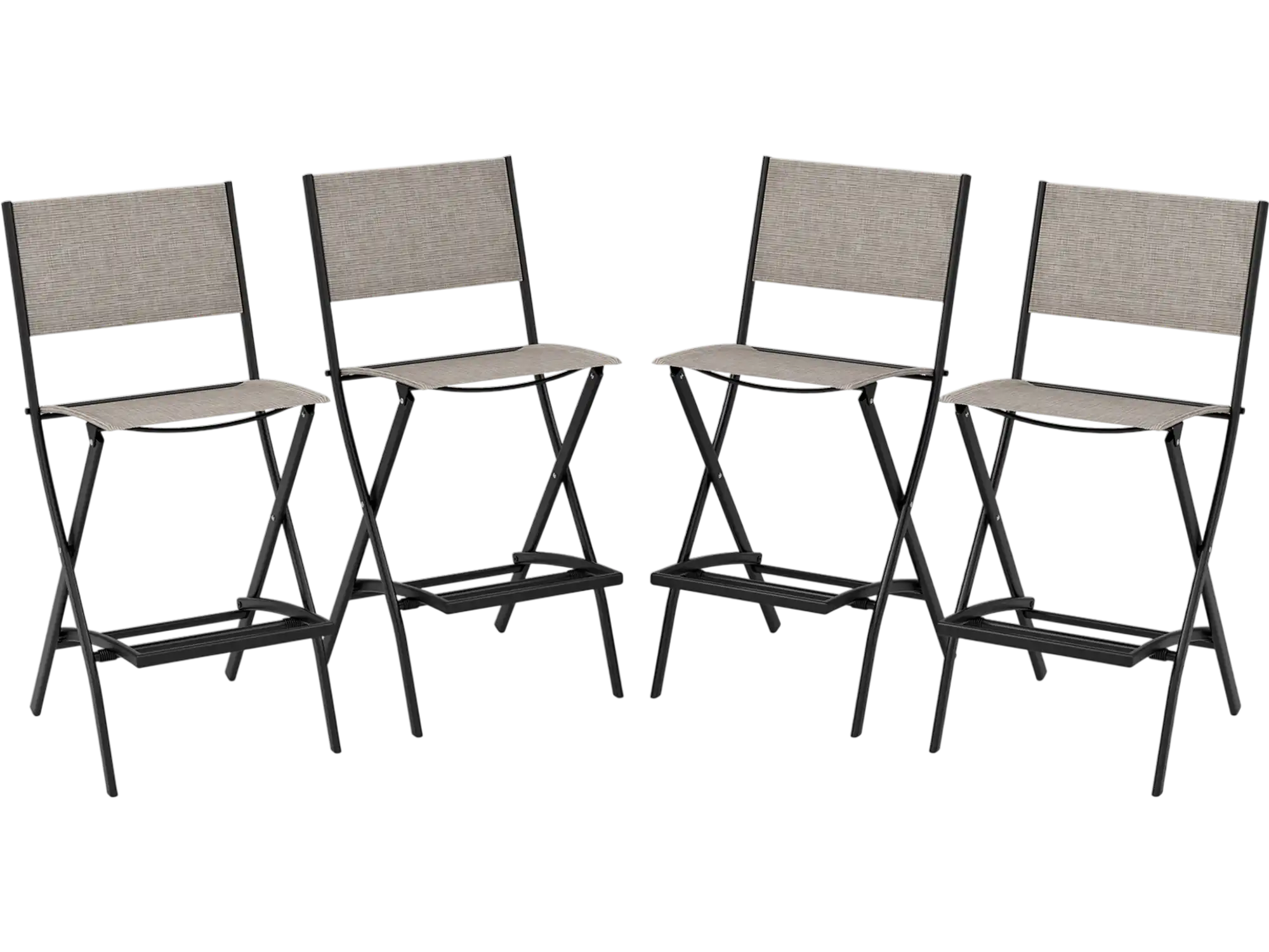 Costway Outdoor Folding Bar Height Stool Set of 4 Metal Frame Footrest 71362894 New