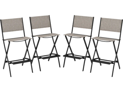 Costway Outdoor Folding Bar Height Stool Set of 4 Metal Frame Footrest 71362894 New