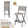 Outdoor folding bar height stool set of 4 with coffee fabric, sturdy metal frame, and footrest for comfortable seating.