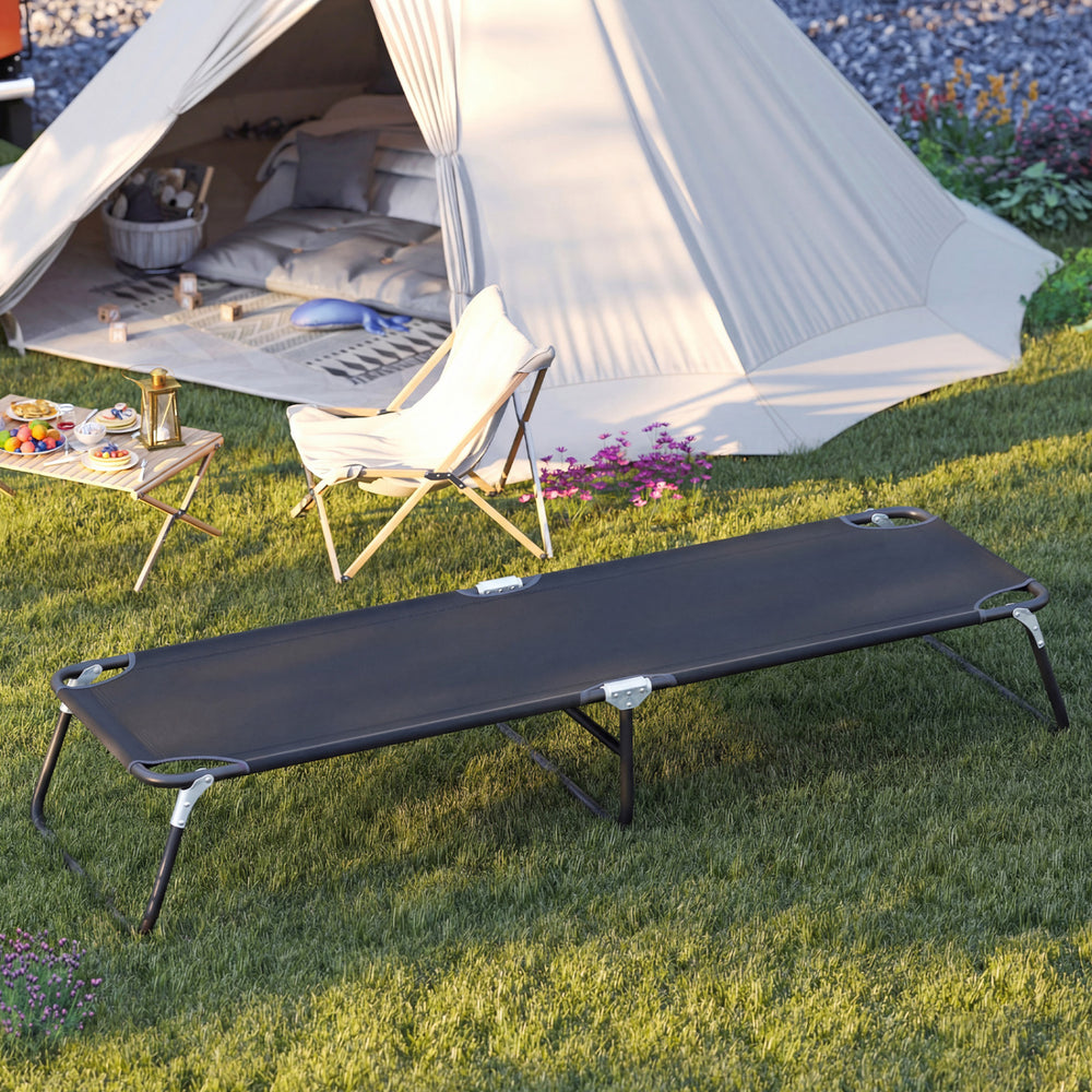 Outdoor Folding Camping Bed for Sleeping Hiking Travel-Black - Gallery View 1 of 9