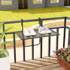 Outdoor folding hanging table with a black metal frame, ideal for saving space on balconies while enjoying drinks.