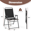 Black outdoor folding sling chair dimensions with armrest, 330 lbs capacity, ideal for convenient storage and outdoor.
