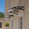 Outdoor front door patio overhang awning in black, 40 x 40 inches, providing sunlight and rain protection for entryways.