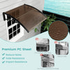 Outdoor patio awning made of sturdy PC sheets, 40 x 40 inches, providing sunlight and rain protection with fade.