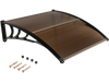 Curved outdoor patio awning made of impact-resistant PC panels, 40 x 40 inches, for sunlight and rain protection.