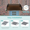 Outdoor front door patio awning with impact-resistant PC panels, 40 x 40 inch, for sunlight and rain protection.