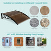 40" x 40" outdoor awning with impact-resistant PC panels, suitable for various wall types, protects against sun and.