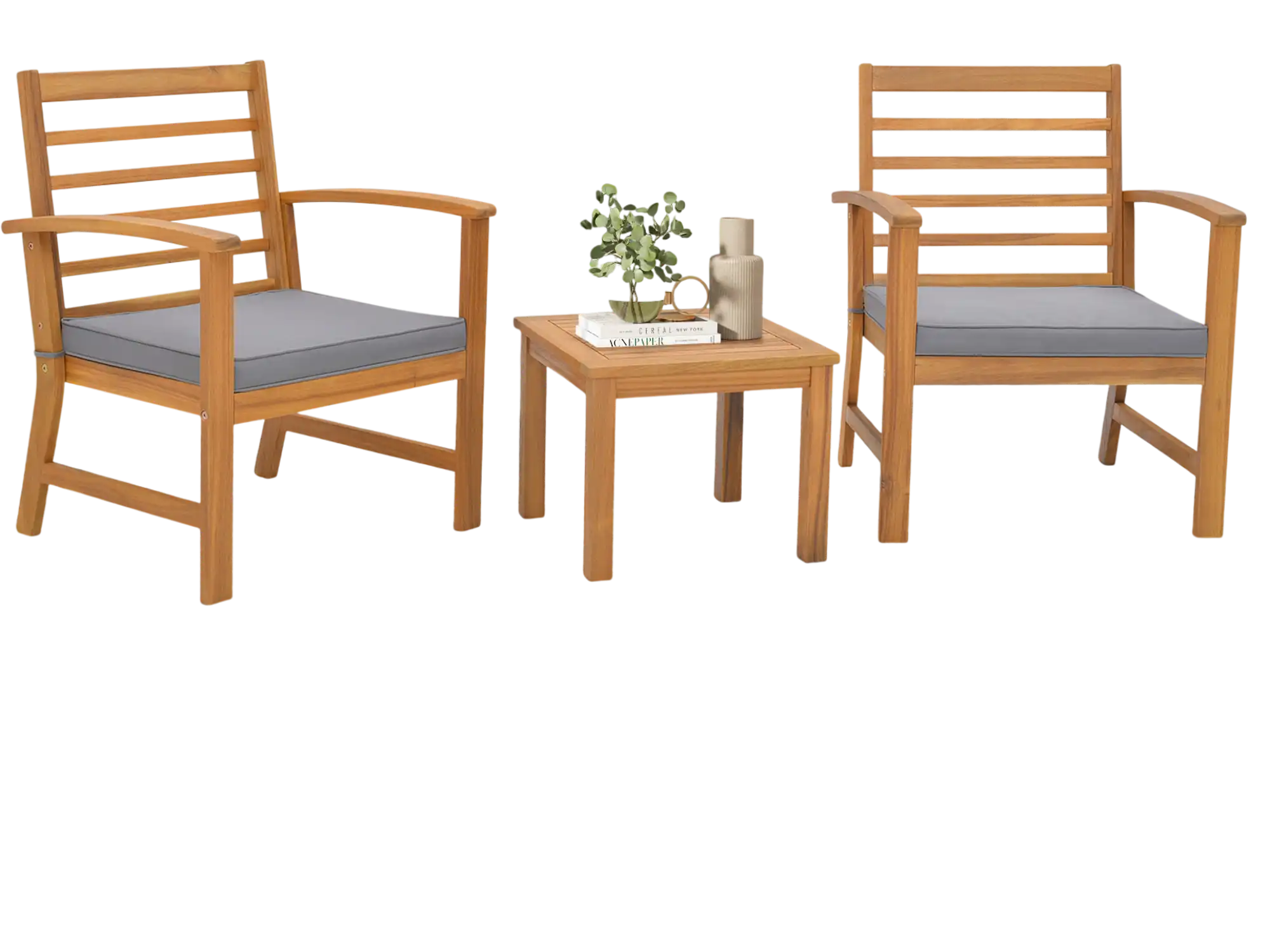 Costway 3-Piece Outdoor Patio Furniture Set w/ Soft Seat Cushions Gray 16835749 New