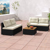 5-piece outdoor furniture set featuring soft off-white cushions and a solid tabletop, perfect for backyard relaxation.