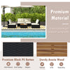 5-piece outdoor furniture set featuring premium black PE rattan and soft off-white cushions, ideal for backyard.