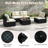 Side view of the 5-piece outdoor patio furniture set showcasing the stable X-shaped metal frame and adjustable footpads.