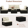 5-piece outdoor patio furniture set with soft cushions and coffee table, featuring durable black PE wicker for garden.