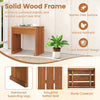 Single person patio backless bench with solid wood frame, featuring a rustic design and sturdy slatted seat for.