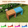 Backless outdoor garden bench with solid wooden frame, featuring a rustic design and compact size for versatile use.