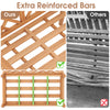Close-up of reinforced bars on the teak wood outdoor garden bench, showcasing enhanced sturdiness for lasting use.