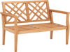 Outdoor Garden Bench 2-Person Teak Wood Bench with Comfy Armrests and Backrest