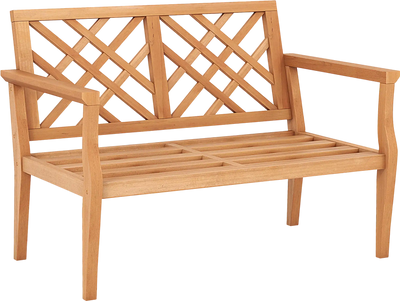 Costway Outdoor Garden Teak Wood 2-Person Bench w/ Armrests Backrest 69358127 New
