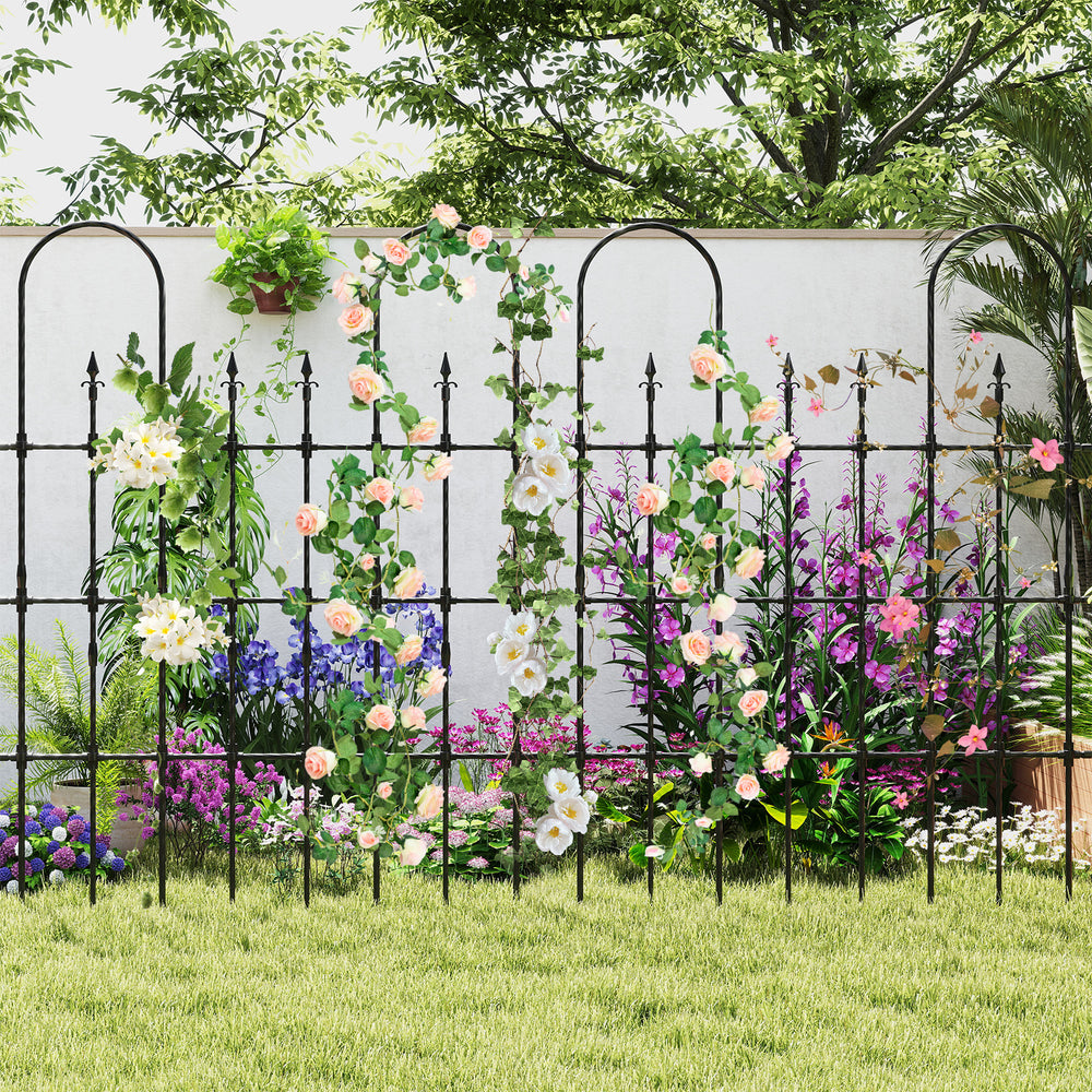Outdoor garden rose arch trellis made of PE-coated metal, supporting climbing plants with elegant design and sturdy.