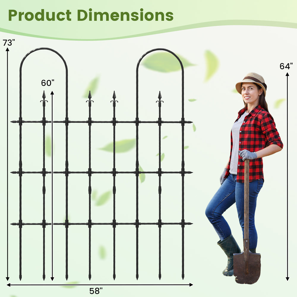 Outdoor garden rose arch trellis, 58 x 73 inches, made of rustproof metal, ideal for supporting climbing plants.