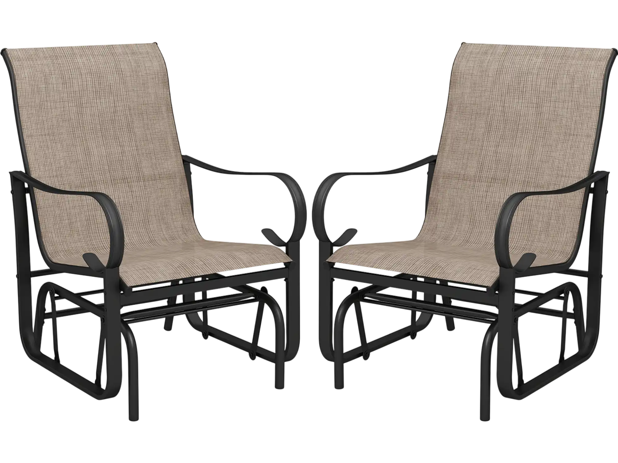 Costway Outdoor Glider Chairs Set of 2 High Back Mesh Metal Frame 53096330 New