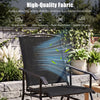 Outdoor glider chair showcasing breathable fabric and metal frame, ideal for patio relaxation and gentle rocking motion.