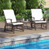 Outdoor glider chairs set of 2 with beige fabric, ergonomic backrest, perfect for poolside relaxation.