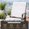 Outdoor glider chair with beige premium fabric seat, ergonomic backrest, perfect for patio relaxation.
