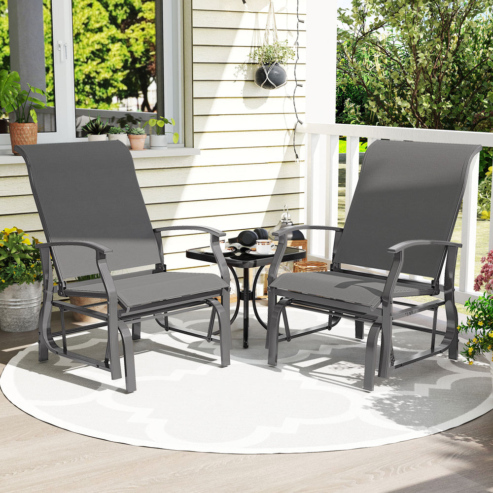 Outdoor Glider Chairs Set of 2 with Ergonomic Backrest and Seat-Gray - Gallery View 1 of 10