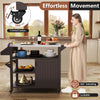 Outdoor grill cart with stainless steel top, storage cabinet, and 4 swivel casters for effortless movement and.