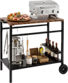 Outdoor grill cart showcasing a sturdy frame, enclosed storage, and handy hooks, perfect for outdoor cooking preparation.
