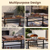 Outdoor grill cart with stainless top, spice rack, and hooks for efficient outdoor cooking and organization.