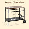 Outdoor grill cart featuring a stainless top, spice rack, and hooks, ideal for patio and garden use.